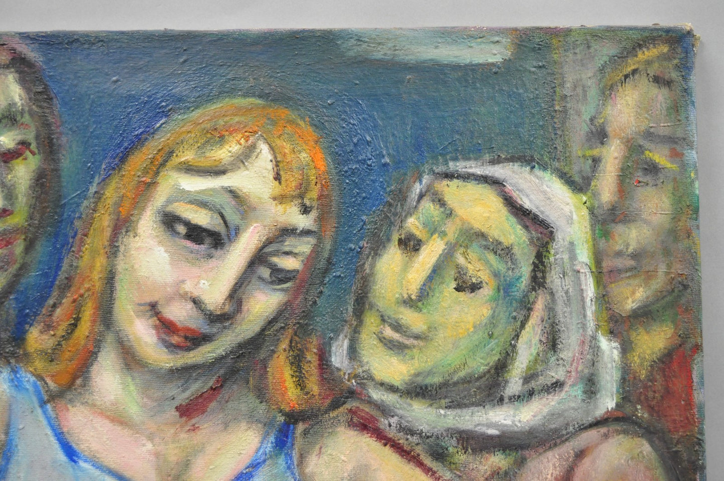 Vintage Samuel Heller "Women with Cat" Oil on Canvas Portrait Painting Signed