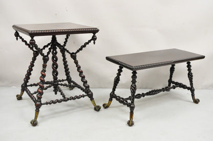Merklen Brothers Victorian Barley Twist Mahogany Occasional Parlor Table
