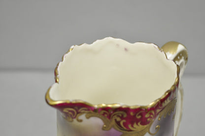 Antique Nishiku Royal Nippon Hand Painted Floral Gold Gilt Handle Water Pitcher