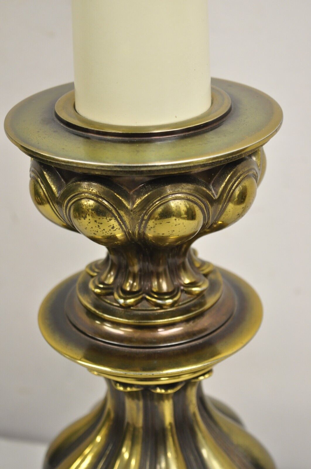 Vintage Stiffel Hollywood Regency Brass Baroque Candlestick Table Lamp