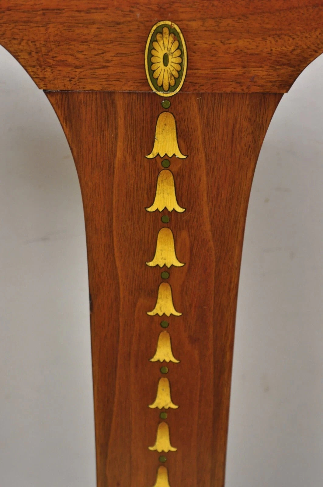 Edwardian Mahogany Sweetheart Back Bellflower Painted Dining Chairs - Set of 4