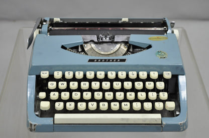 Vintage Brother Webster XL-747 Portable Typewriter Baby Blue with Metal Case