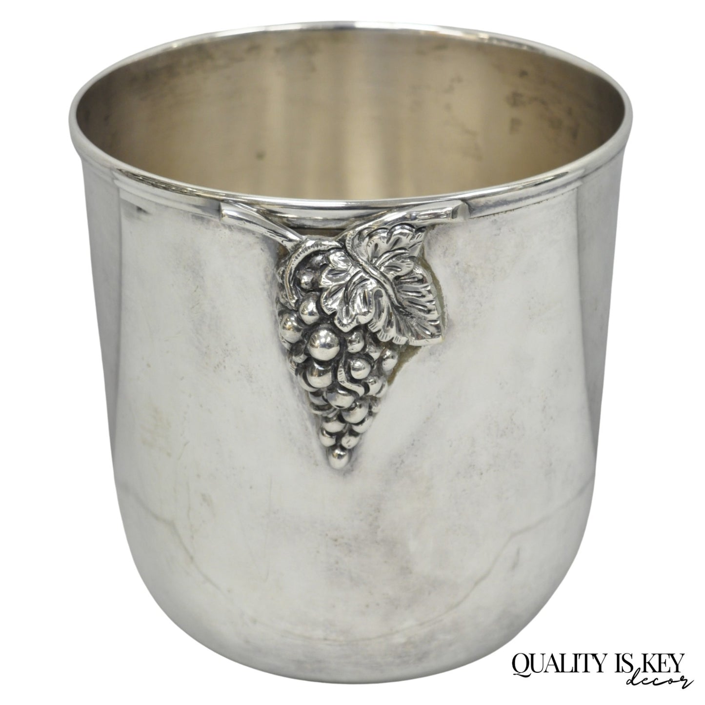 Vintage Mid Century Silver Plated Grapevine Cluster Champagne Chiller Ice Bucket