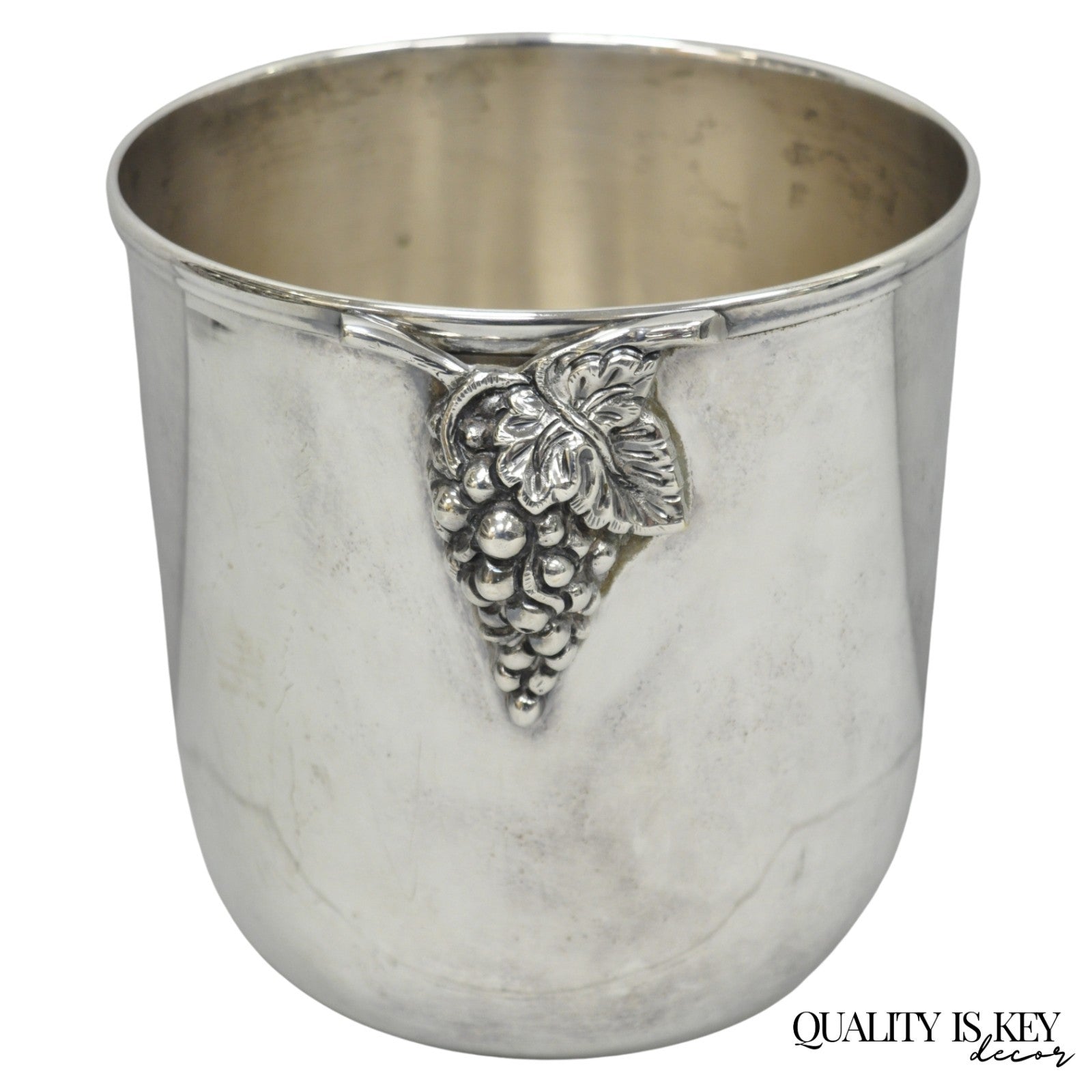 Vintage Mid Century Silver Plated Grapevine Cluster Champagne Chiller Ice Bucket