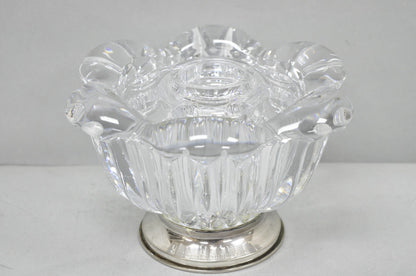 Vintage French Mid Century Modern Crystal Glass Flower Frog Flower Holder Vase