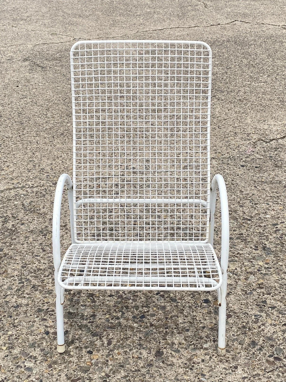 Vintage Mid Century Modern Reclining Wrought Iron Sculptural Patio Lounge Chair