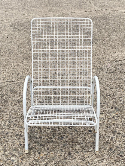 Vintage Mid Century Modern Reclining Wrought Iron Sculptural Patio Lounge Chair