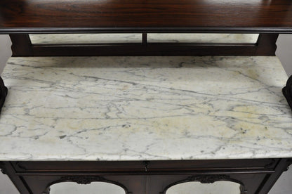 Antique Victorian Rosewood Marble Top Mirror Sideboard Buffet attr. John Jelliff