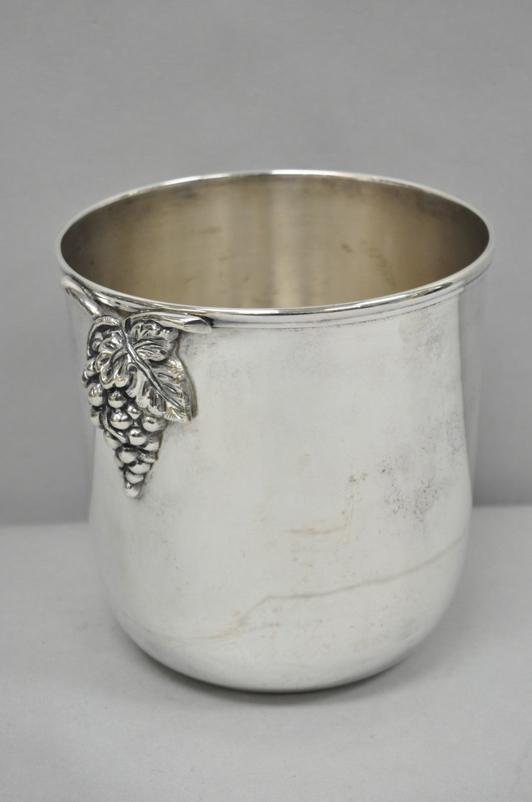 Vintage Mid Century Silver Plated Grapevine Cluster Champagne Chiller Ice Bucket
