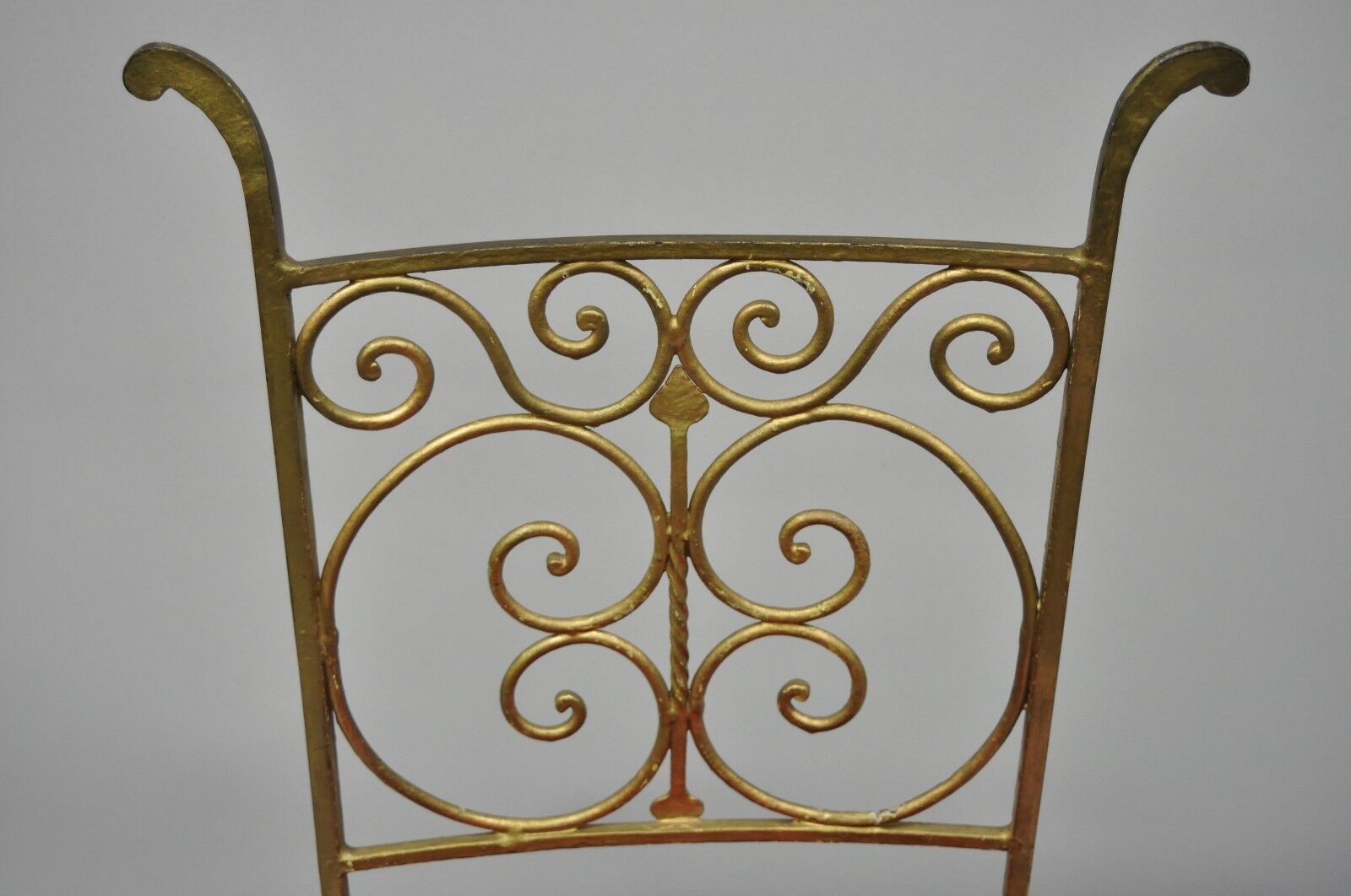 Antique Italian or Spanish Hollywood Regency Gold Iron Gothic Small Side Chair