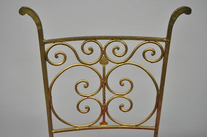 Antique Italian or Spanish Hollywood Regency Gold Iron Gothic Small Side Chair