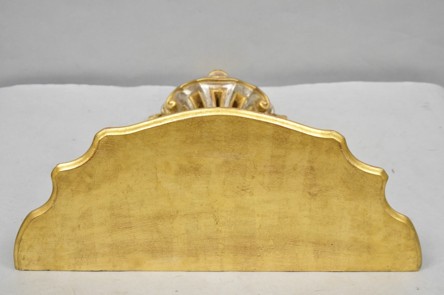 Vintage Italian Rococo Silver & Gold Giltwood Carved Large Wall Shelf Bracket