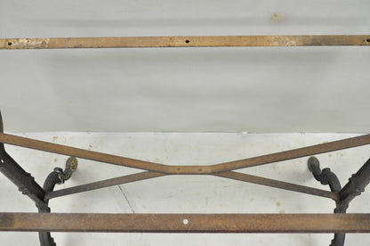 Antique French Victorian Cast Iron Pastry Table Base Marble Top Console Table