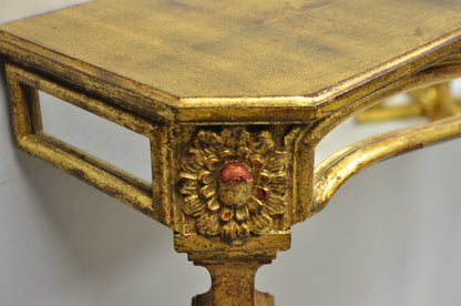 Vintage Italian Venetian Hollywood Regency Gold Gilt Small Wall Console Table