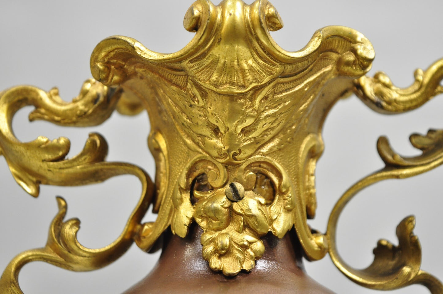 Antique French Art Nouveau Gold Gilt Patinated Bronze Small 9" Flower Vase
