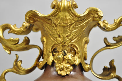 Antique French Art Nouveau Gold Gilt Patinated Bronze Small 9" Flower Vase