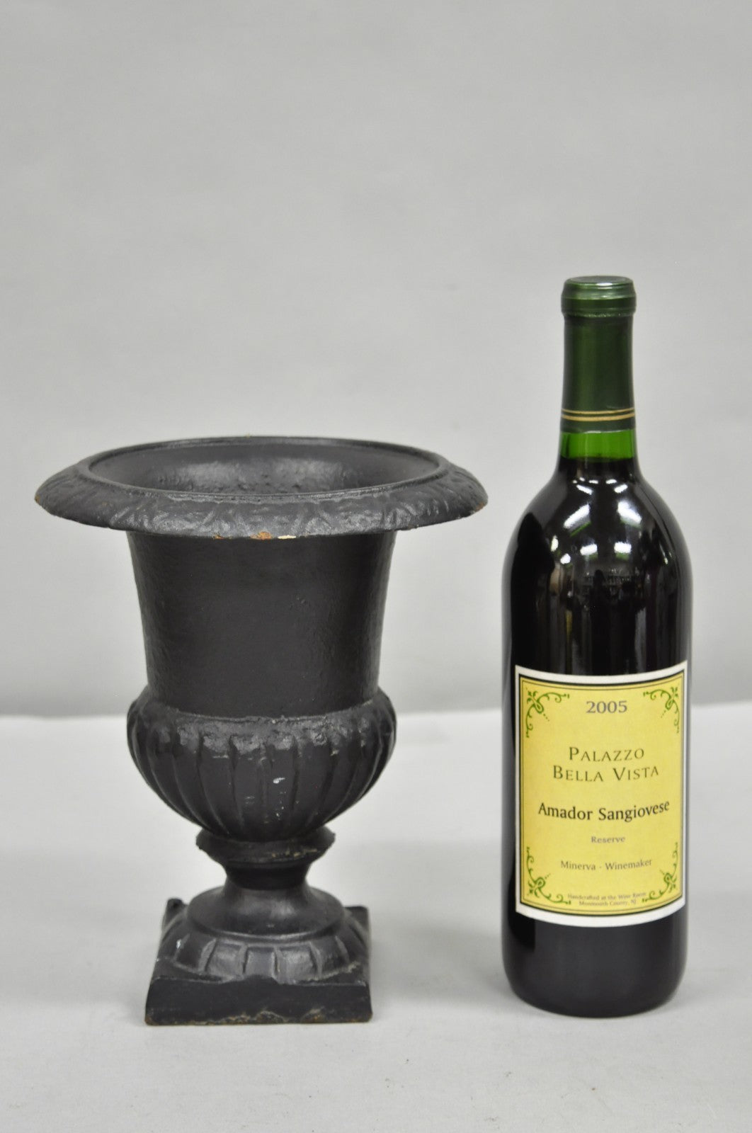 Vintage Cast Iron 8.5" French Classical Style Small Table Top Urn Flower Vase