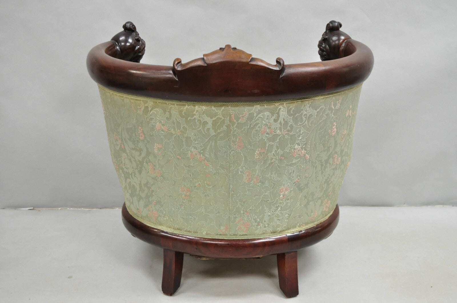 Antique Karpen Victorian Rococo Figural Maiden Carved Mahogany Parlor Club Chair