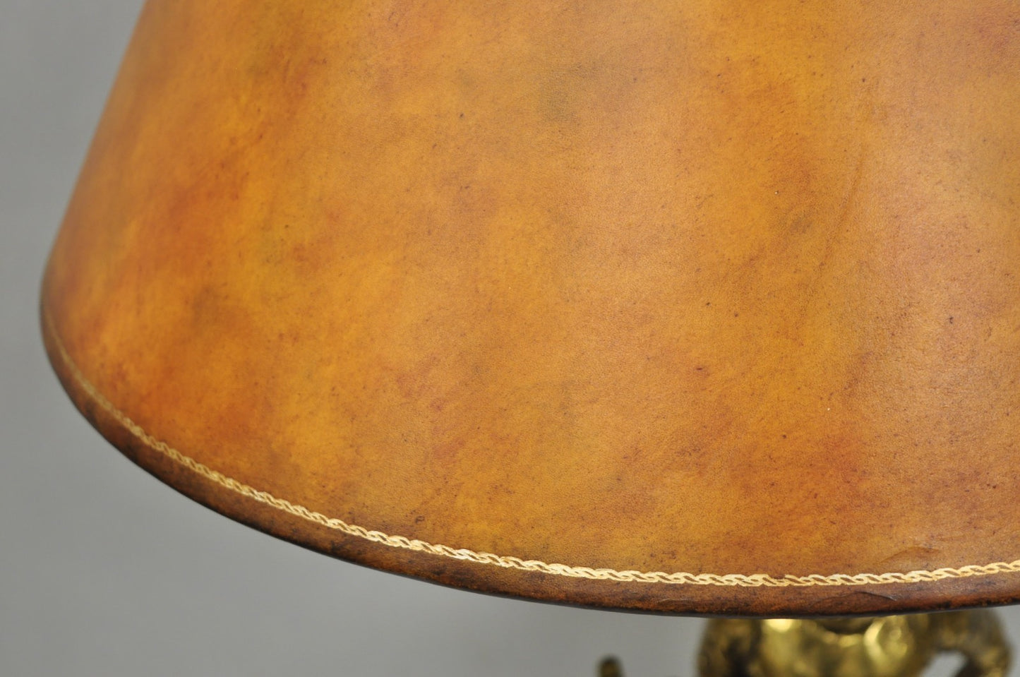 Vintage Maitland Smith Bronze Figure Golfer Sculpture Table Lamp w Leather Shade