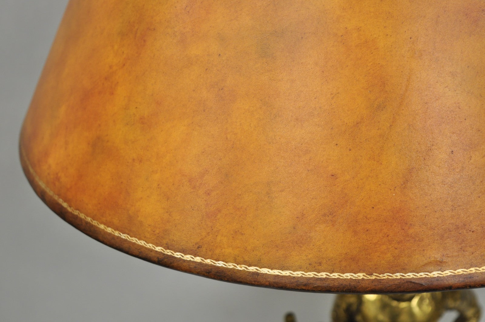 Vintage Maitland Smith Bronze Figure Golfer Sculpture Table Lamp w Leather Shade