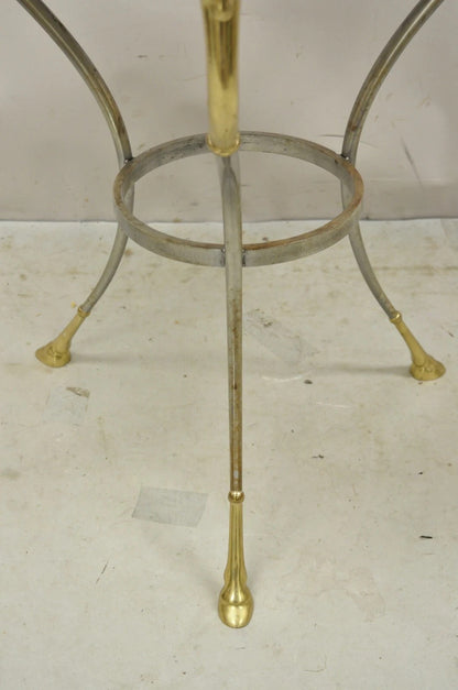 Italian Neoclassical Brass Rams Head Round Marble Steel Gueridon Side Table