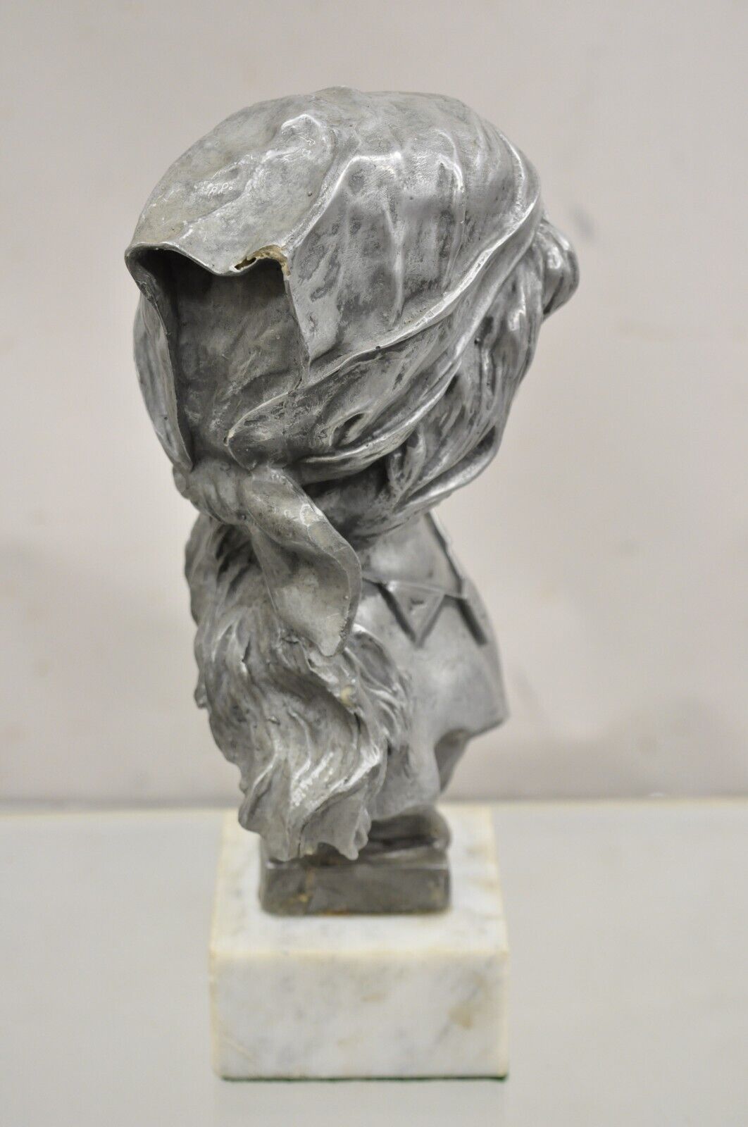 Antique Emmanuel Villanis "Saida" Pewter Clad Female Bust Sculpture Statue