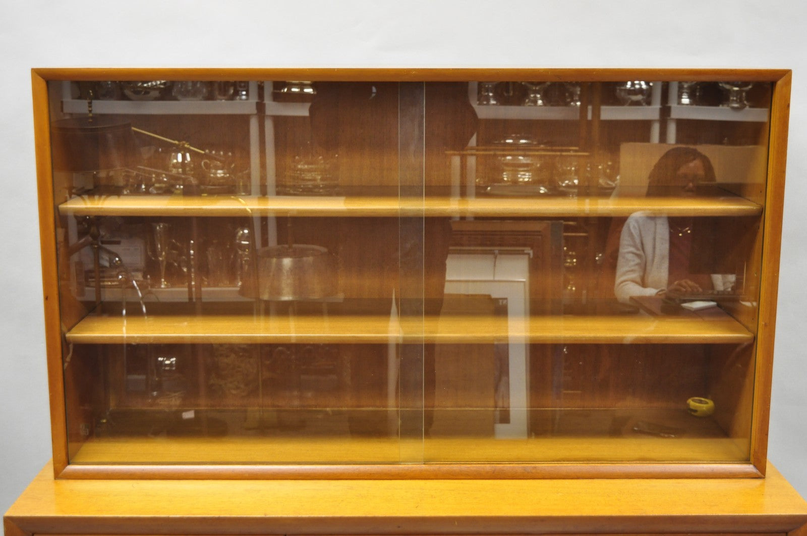 Vintage T.H. Robsjohn Gibbings for Widdicomb Mahogany Brass Ring China Cabinet