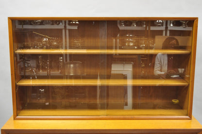 Vintage T.H. Robsjohn Gibbings for Widdicomb Mahogany Brass Ring China Cabinet