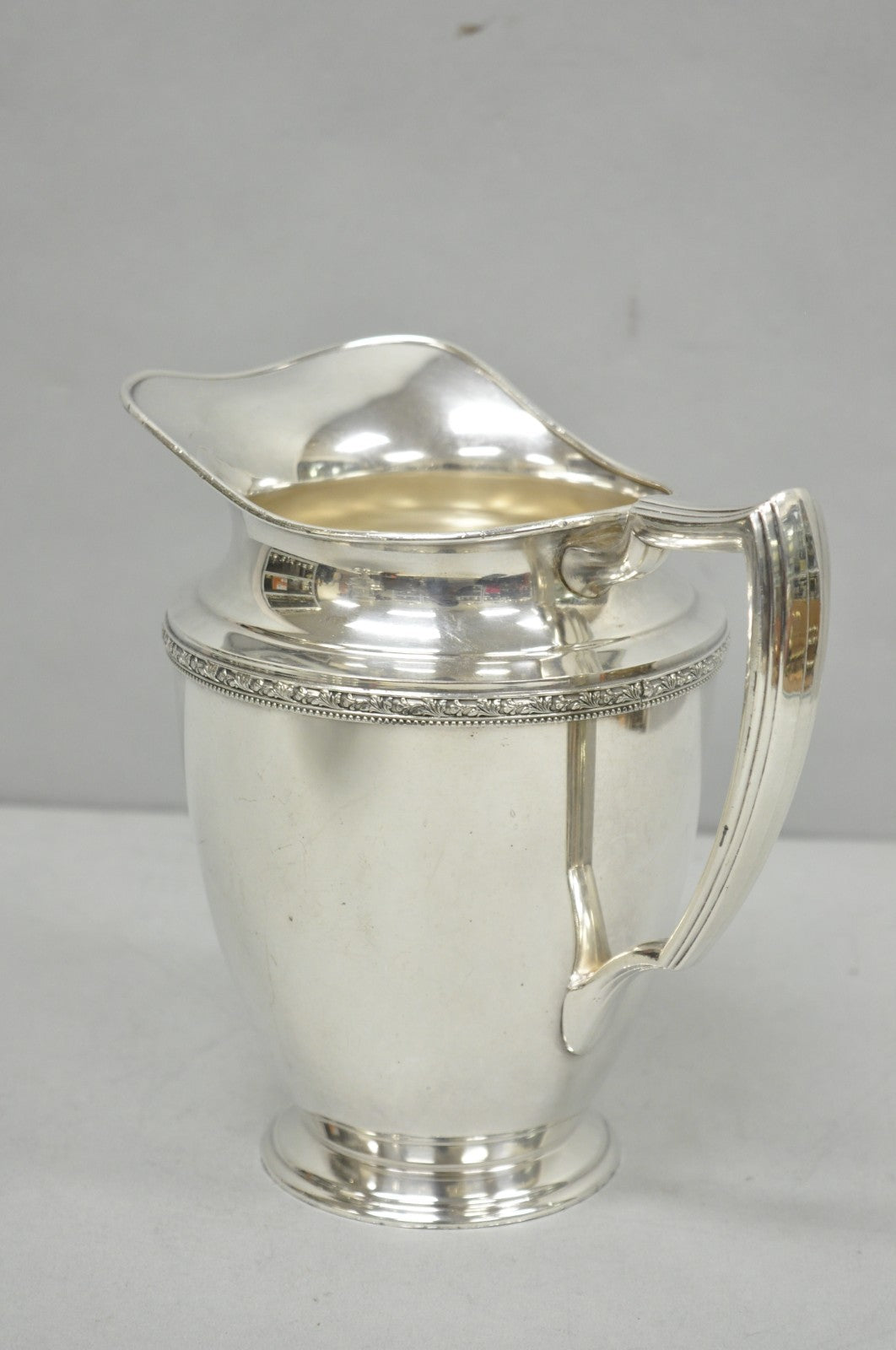 Vintage WMA Rogers Victorian Silver Plated Bulbous Footed Water Pitcher