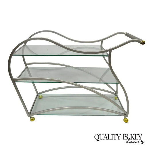 Design Institute of America Rick Lee Brushed Nickel Metal Sculptural Bar Cart