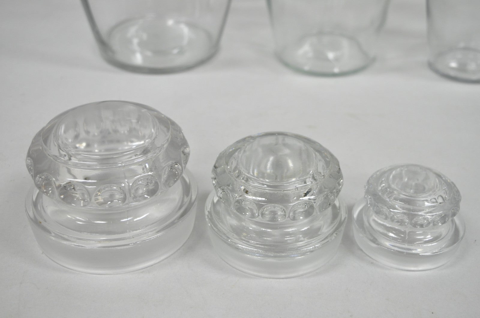 Vintage Tiffin Dakota Glass Apothecary Candy Jars Graduating Szs  - 3 Pc Set