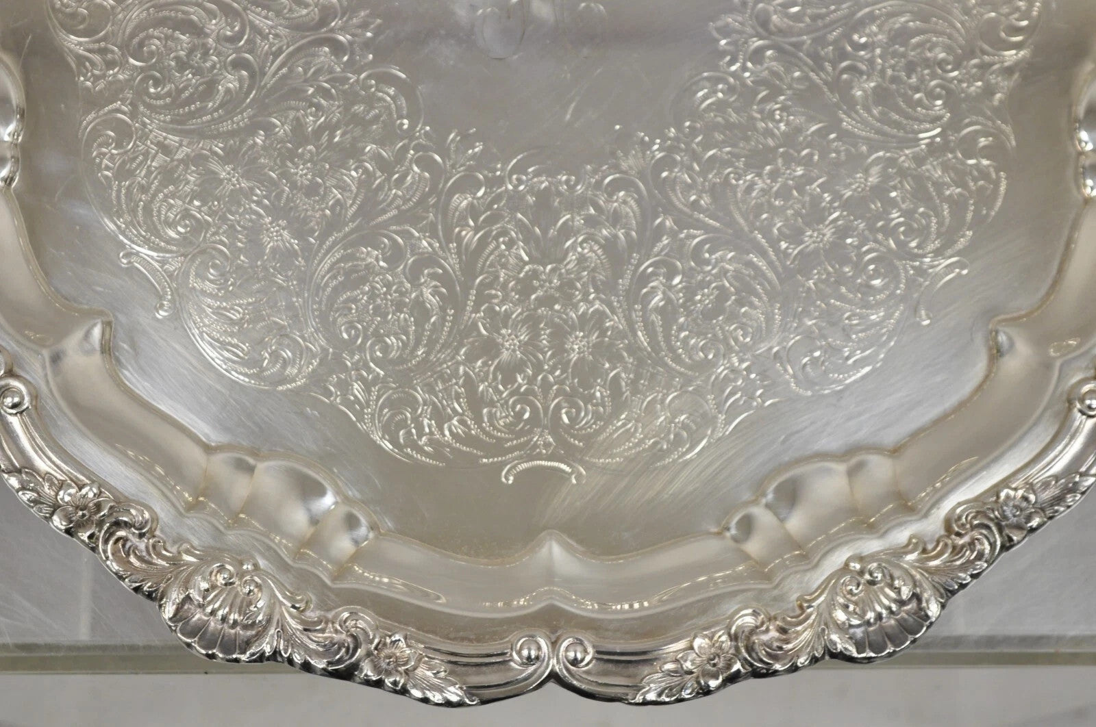 Vintage EPCA Silverplate by Poole 3216 Round Salver Platter Tray - Engraved