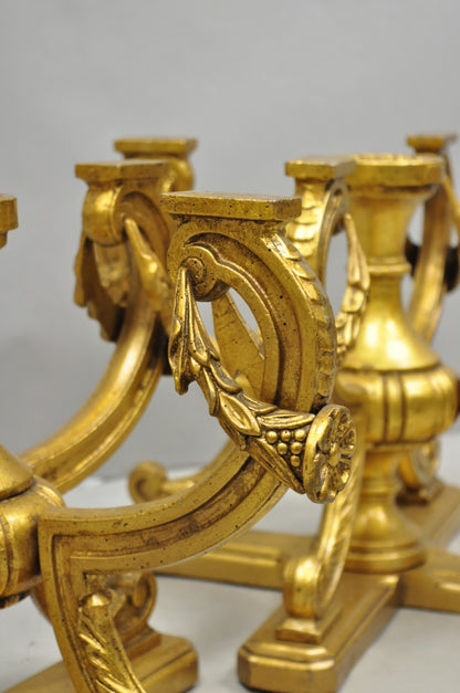 Vintage Italian Hollywood Regency Gold Gilt Metal Double Pedestal Coffee Table