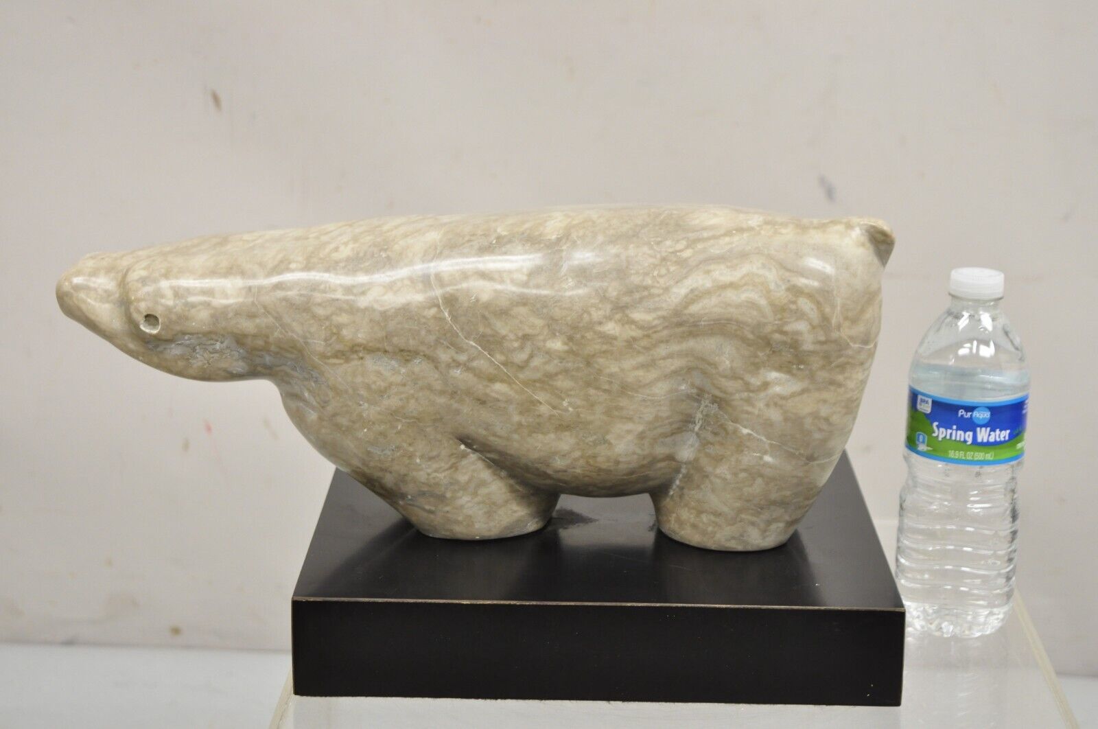 Sheryl C. Benjamin Carved Marble Inuit Polar Bear Abstract Modernist Sculpture