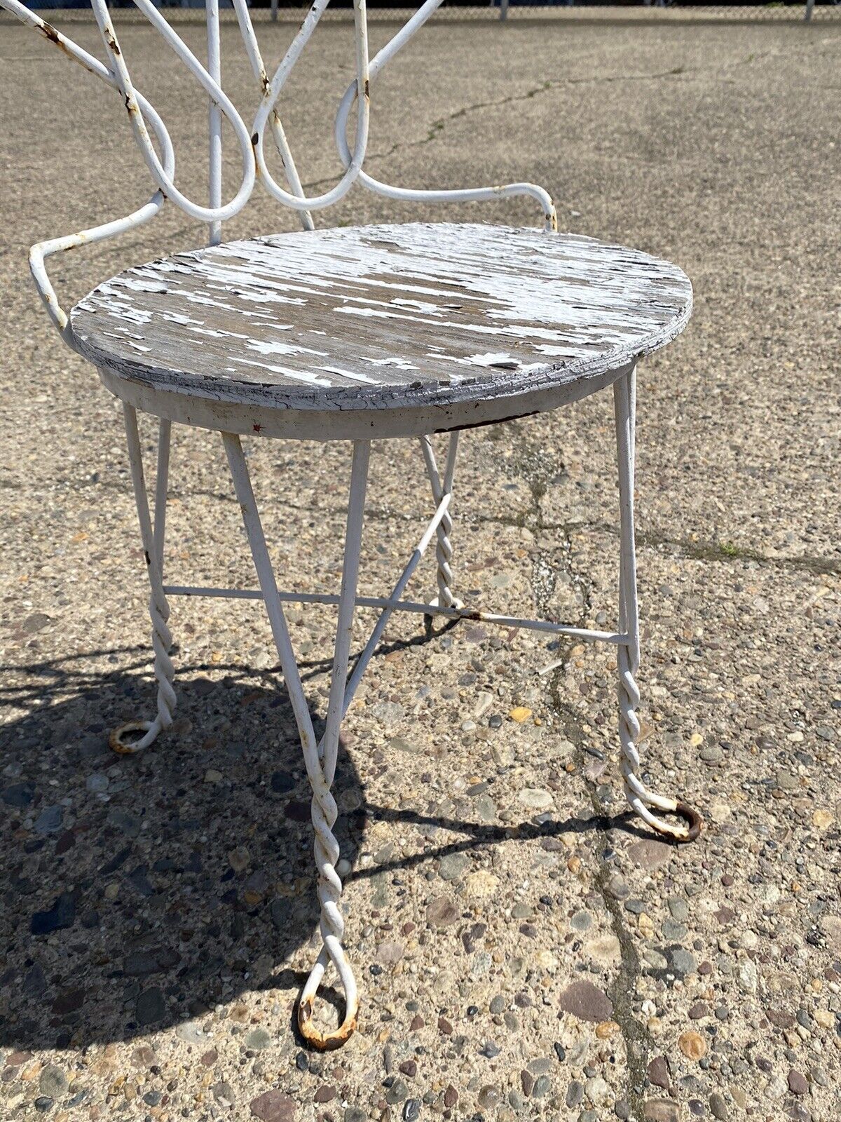 Antique French Bistro Twisted Wrought Iron Ice Cream Parlor Chairs -  a Pair