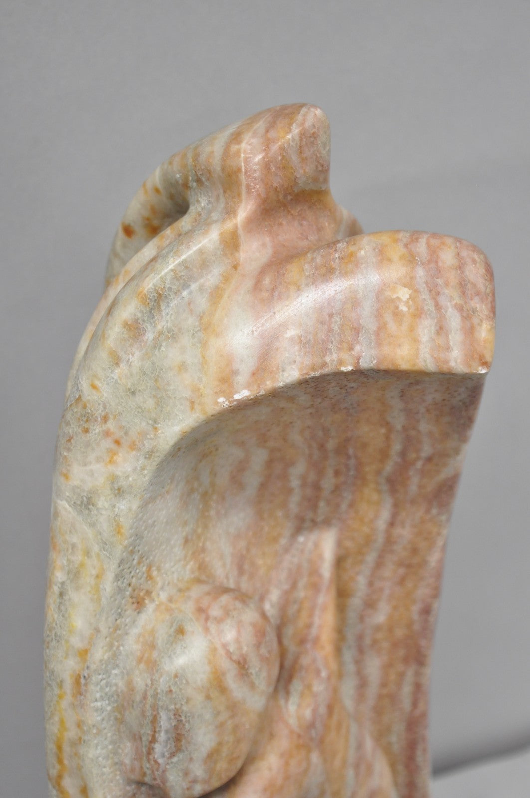 Vintage Seymour Shuren Modern Pink Carved Marble Abstract Nude Figure Sculpture