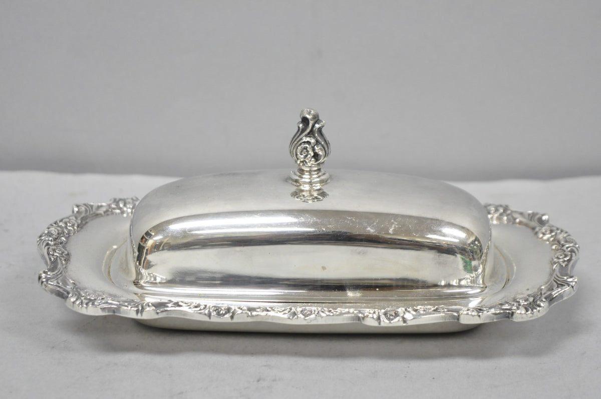 Vintage International Silver Countess Silver Plated Covered Butter Dish