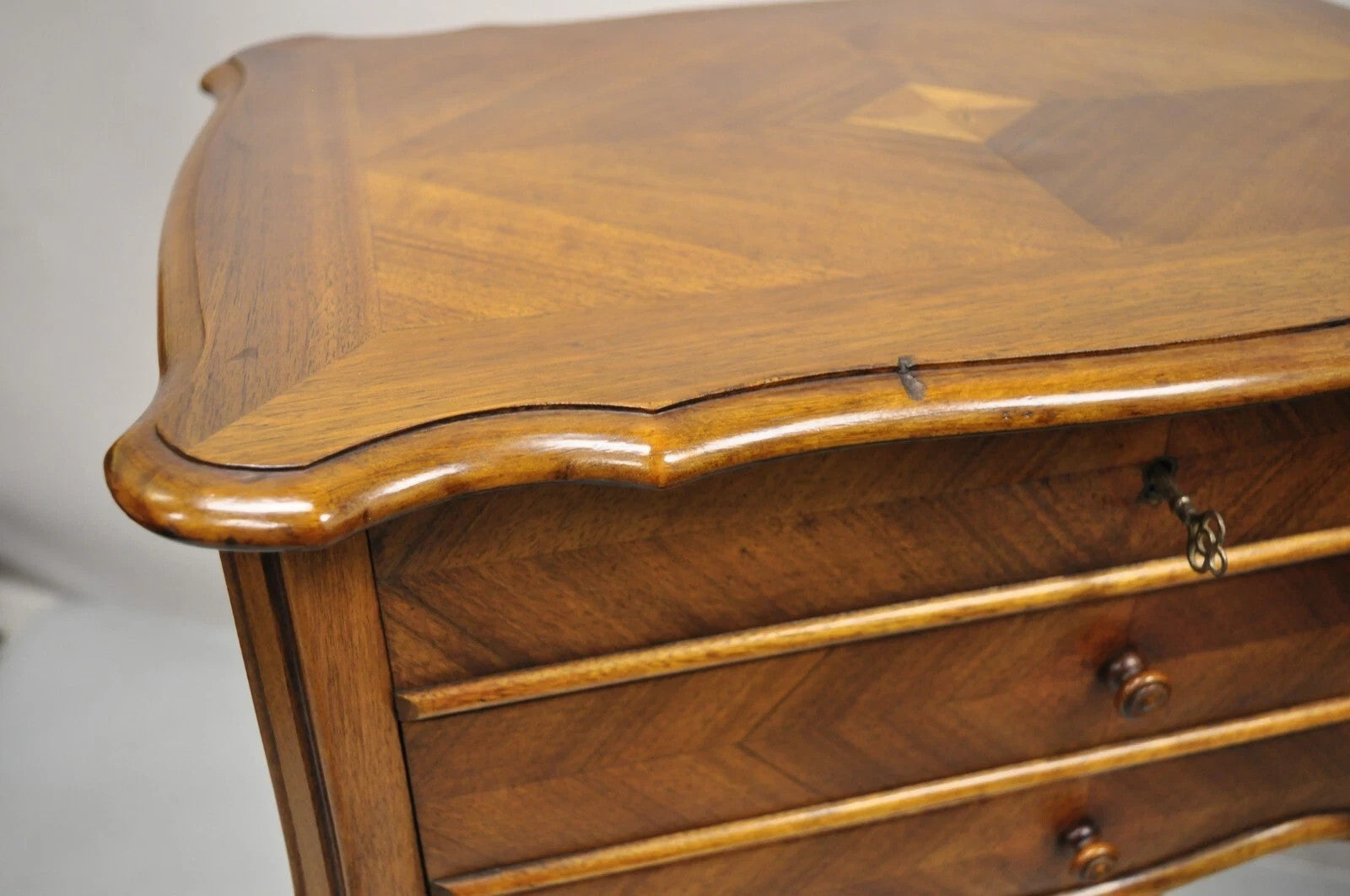 Antique French Victorian Mahogany Sewing Stand Nightstand Side Table w/ Flip Top
