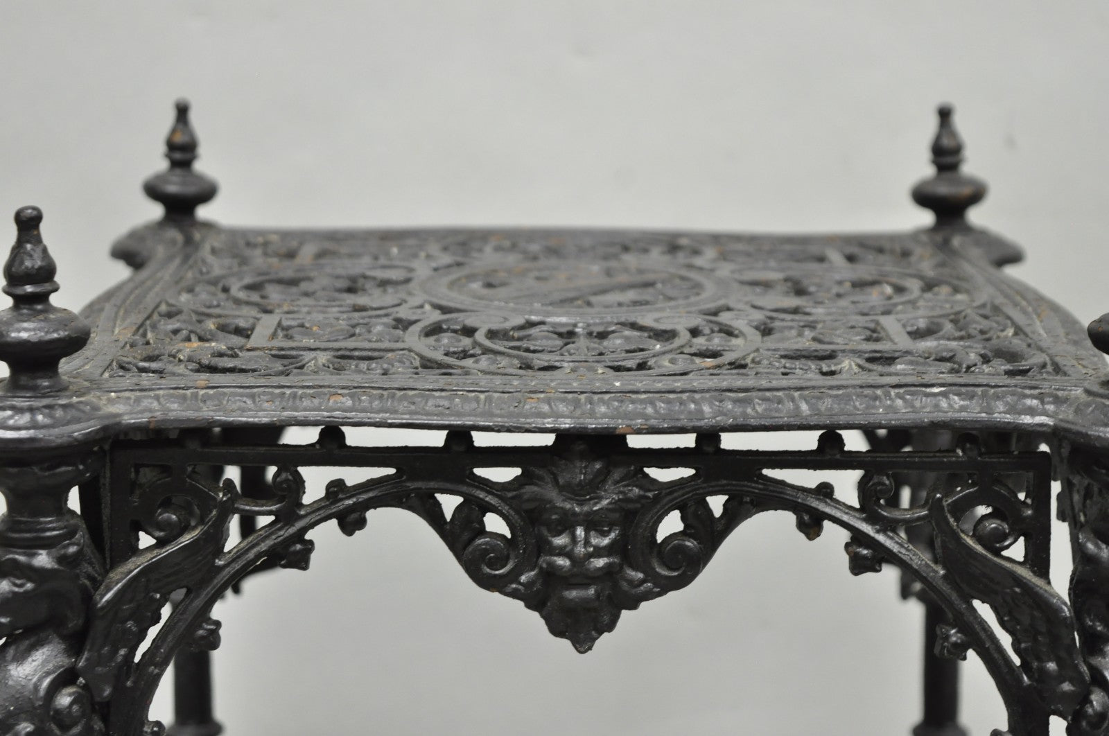 Antique French Renaissance Victorian Cast Iron Figural 3 Tier Plant Stand Table