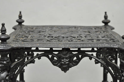 Antique French Renaissance Victorian Cast Iron Figural 3 Tier Plant Stand Table