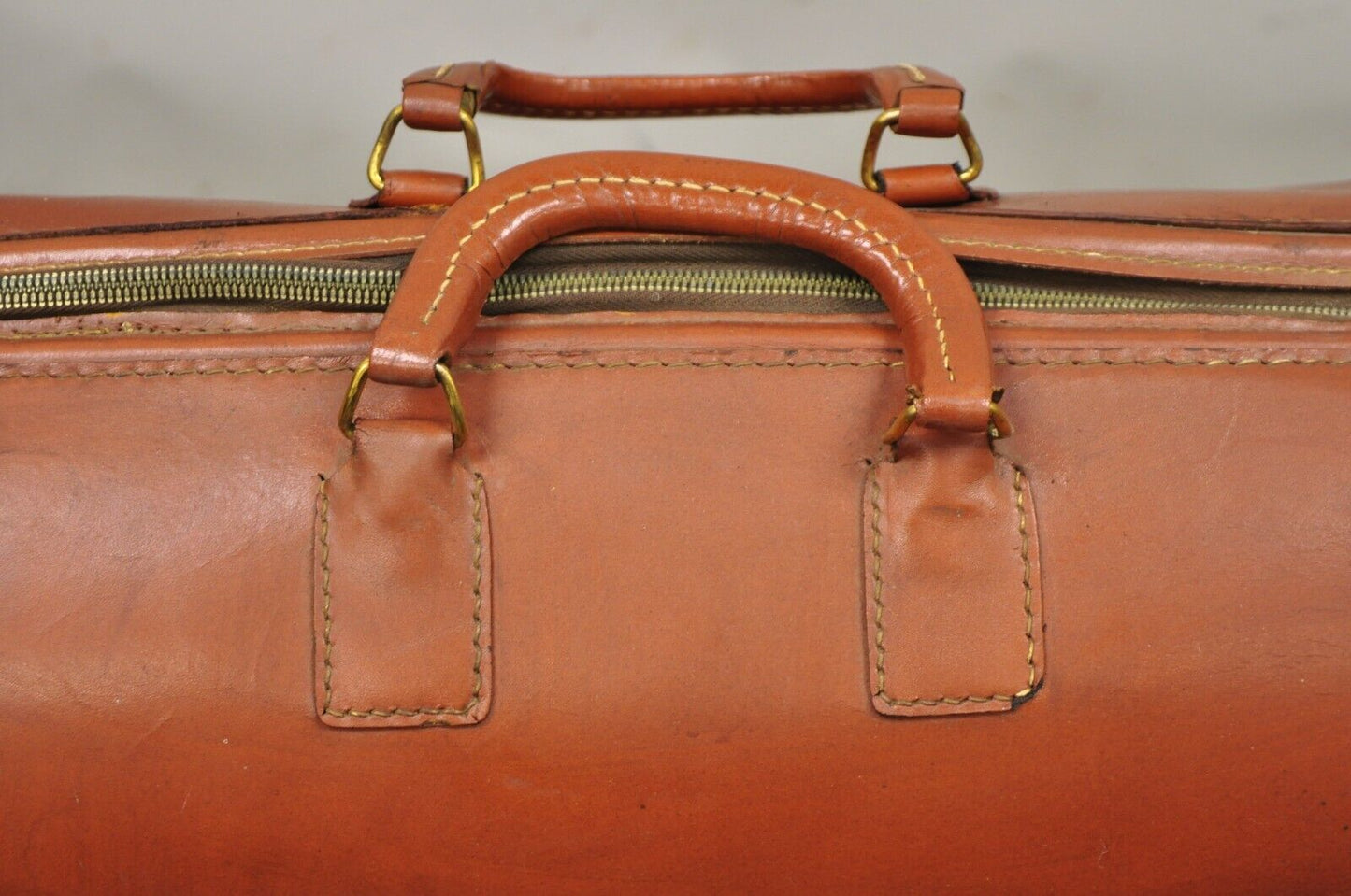 Vintage Crest Brown Leather Doctors Bag Carry on Luggage Suitcase