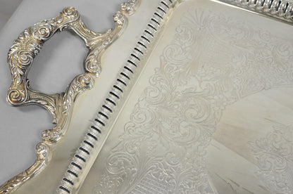 English Silver Large Victorian Silver Plated Rectangular Serving Platter Tray