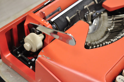Vintage Royal Holland Parade Coral Red Mid Century Modern Typewriter in Case