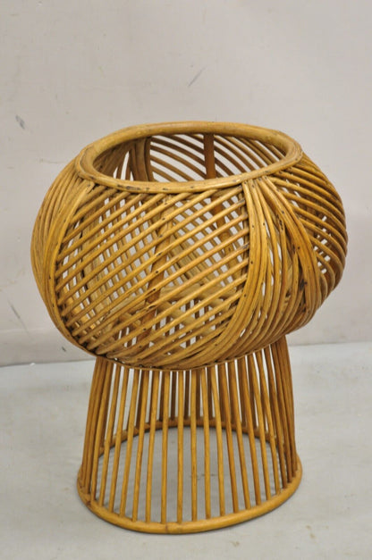 Vintage Mid Century Modern Woven Wicker Franco Albini Style Rattan Plant Stand
