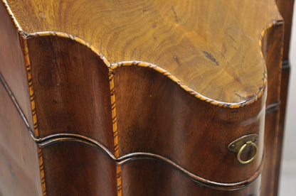 Antique George III Georgian Mahogany & Satinwood Inlay Buffet Knife Box