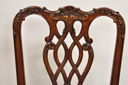 English Chippendale Style Carved Mahogany Ball & Claw Dining Side Chairs - Pair