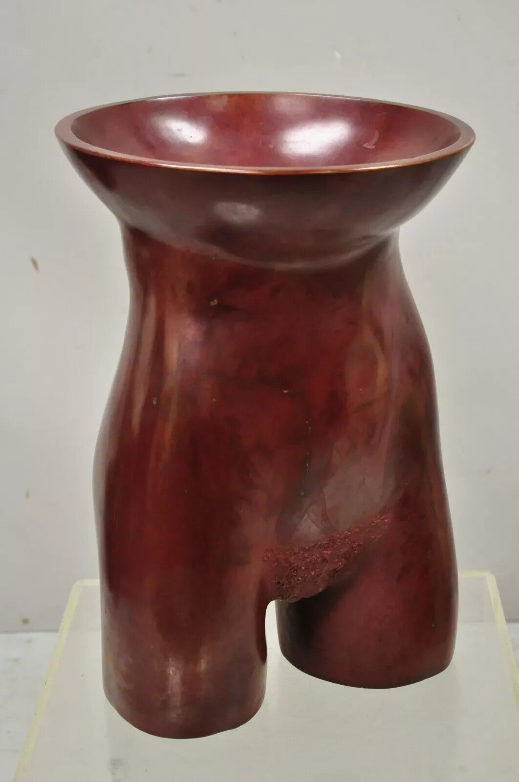 Gary Spradling (1951-2006) Bronze Nude Female Torso Burnished Red Art Sculpture