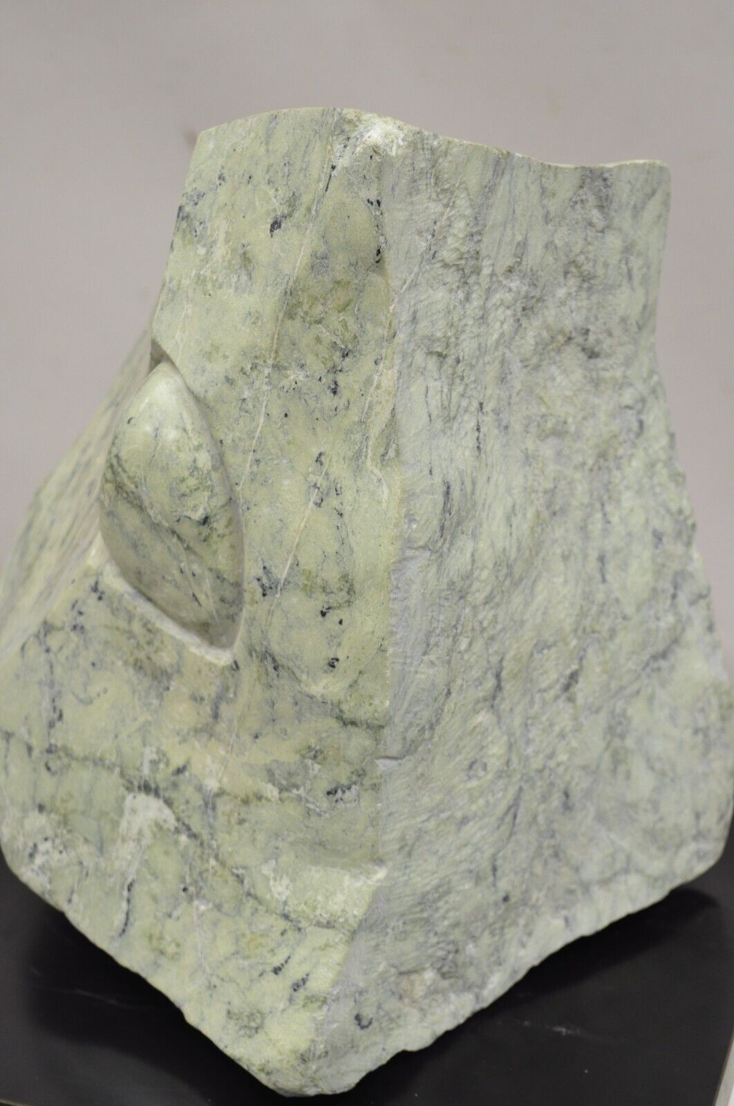 Sheryl C. Benjamin Carved Green Marble Abstract Modern Stone Sculpture