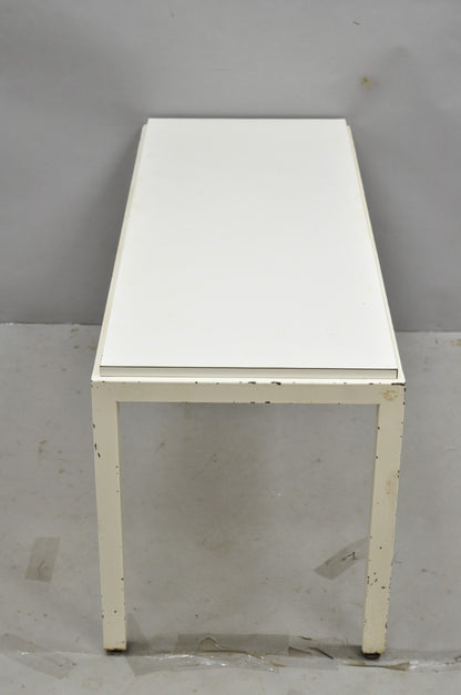 Vintage Mid Century Modern Steel Metal White Laminate Top Coffee Table Bench