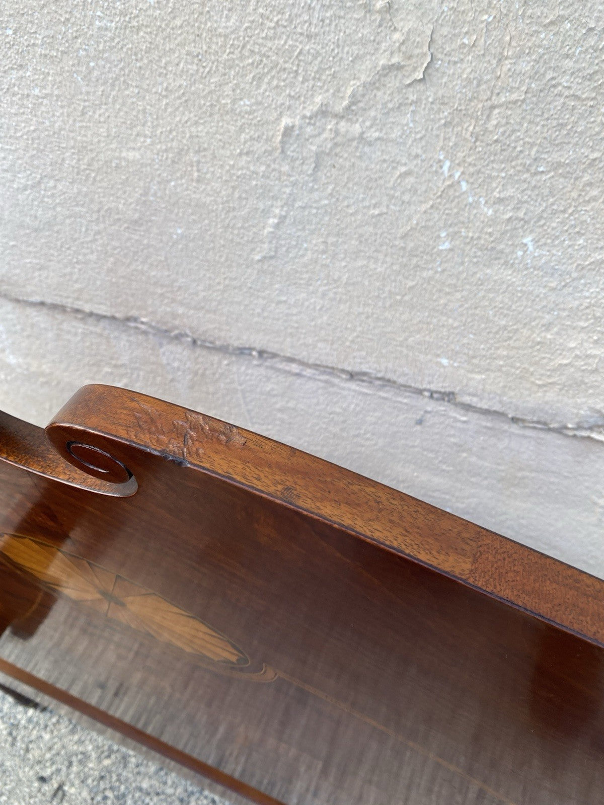 Antique Sheraton Federal Pinwheel Inlay Mahogany 4 Poster Twin Bed Frame - Pair